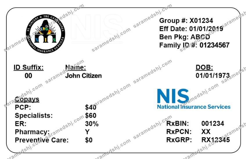 Saint Vincent and the Grenadines health insurance card